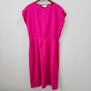 Vintage Silk Studio Womens 100% Silk Belted Dress Size 14 Pink Cocktail Vibrant